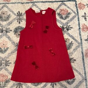 Zara Red Sleeveless Dress with Bow Accents
